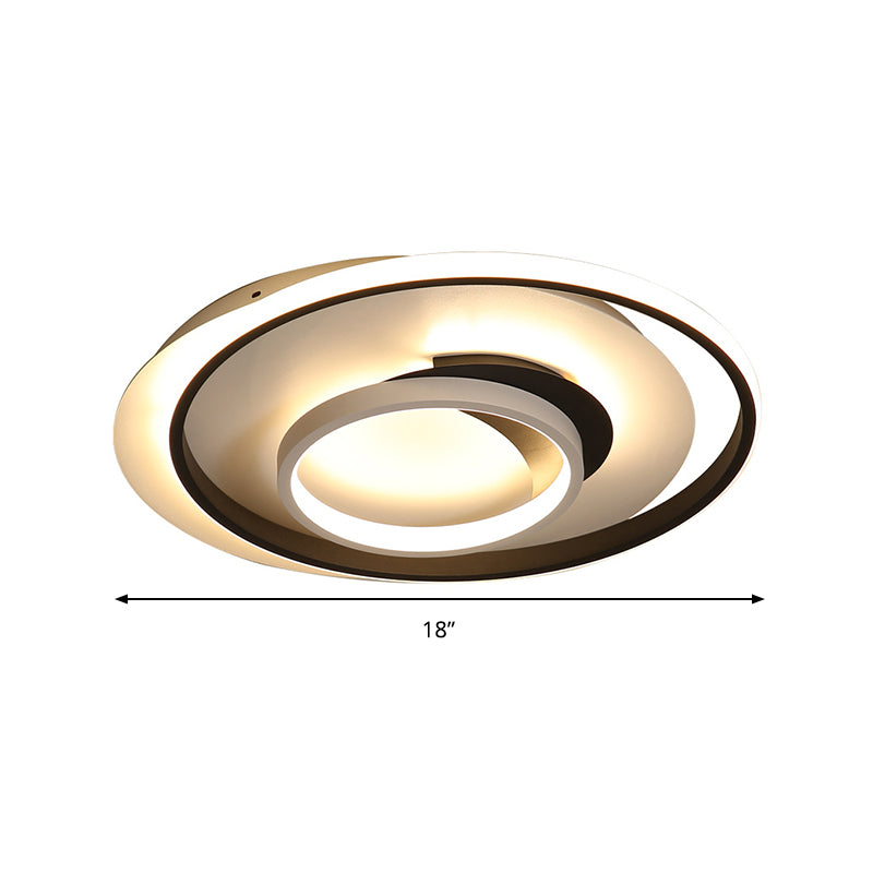 Modern Black Flush Ceiling Lighting Fixture - 18"/21.5" Round Acrylic LED Flush Light in Warm/White
