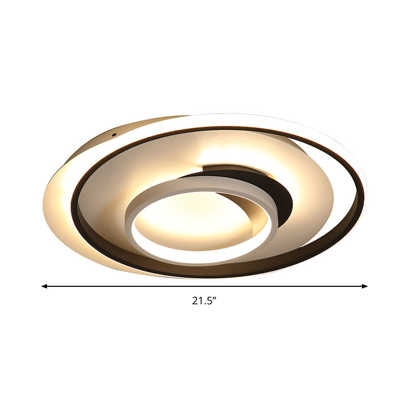 Modern Black Flush Ceiling Lighting Fixture - 18"/21.5" Round Acrylic LED Flush Light in Warm/White