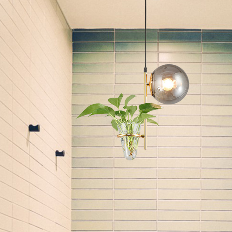 Plafonnier LED rétro en métal noir/doré avec abat-jour en verre