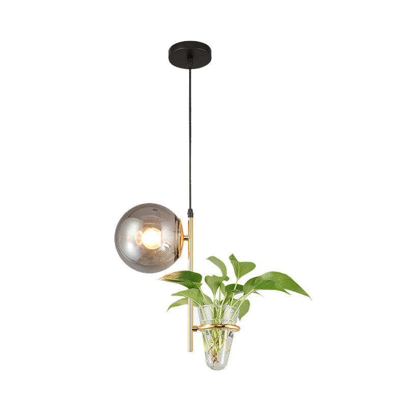Plafonnier LED rétro en métal noir/doré avec abat-jour en verre