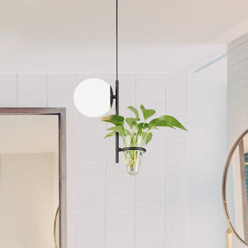 Plafonnier LED rétro en métal noir/doré avec abat-jour en verre