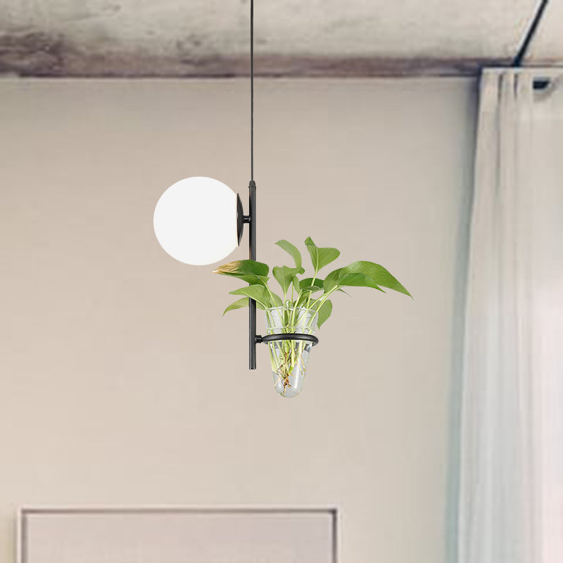 Plafonnier LED rétro en métal noir/doré avec abat-jour en verre