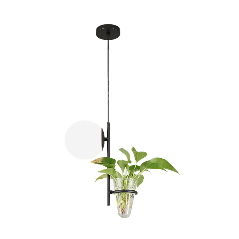 Plafonnier LED rétro en métal noir/doré avec abat-jour en verre