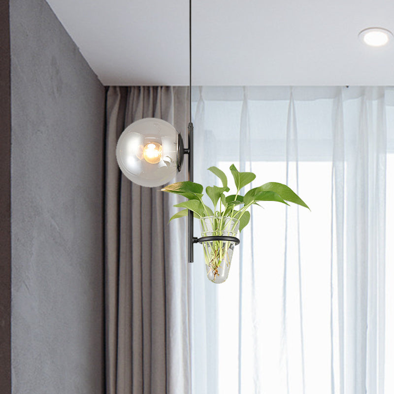 Plafonnier LED rétro en métal noir/doré avec abat-jour en verre