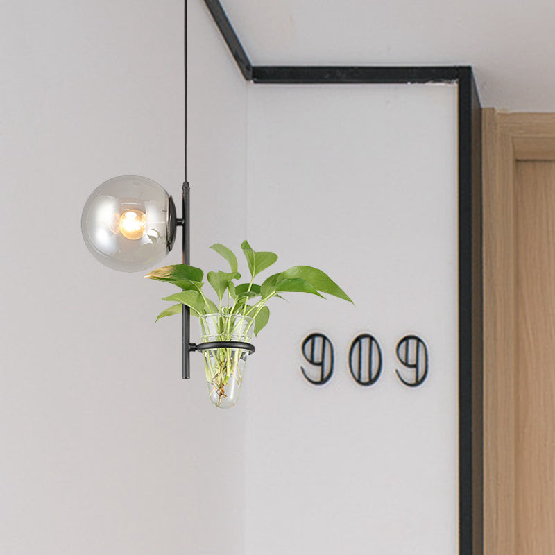 Plafonnier LED rétro en métal noir/doré avec abat-jour en verre