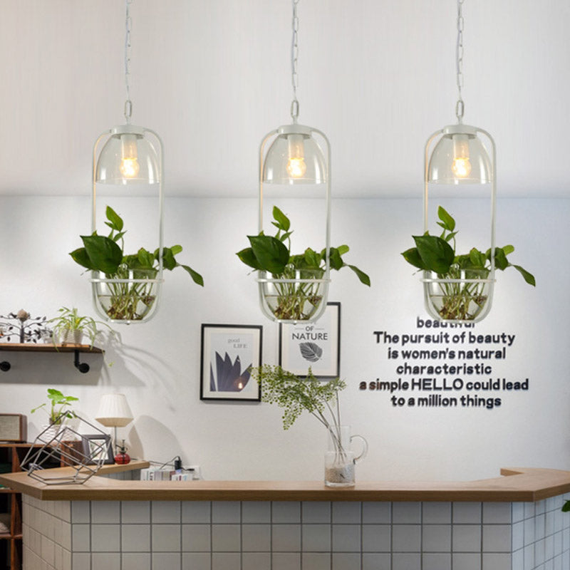 Vintage Rectangle Pendant Ceiling Light: Metal LED Suspension Lamp (1 Bulb) in Black/White/Gold for Restaurants