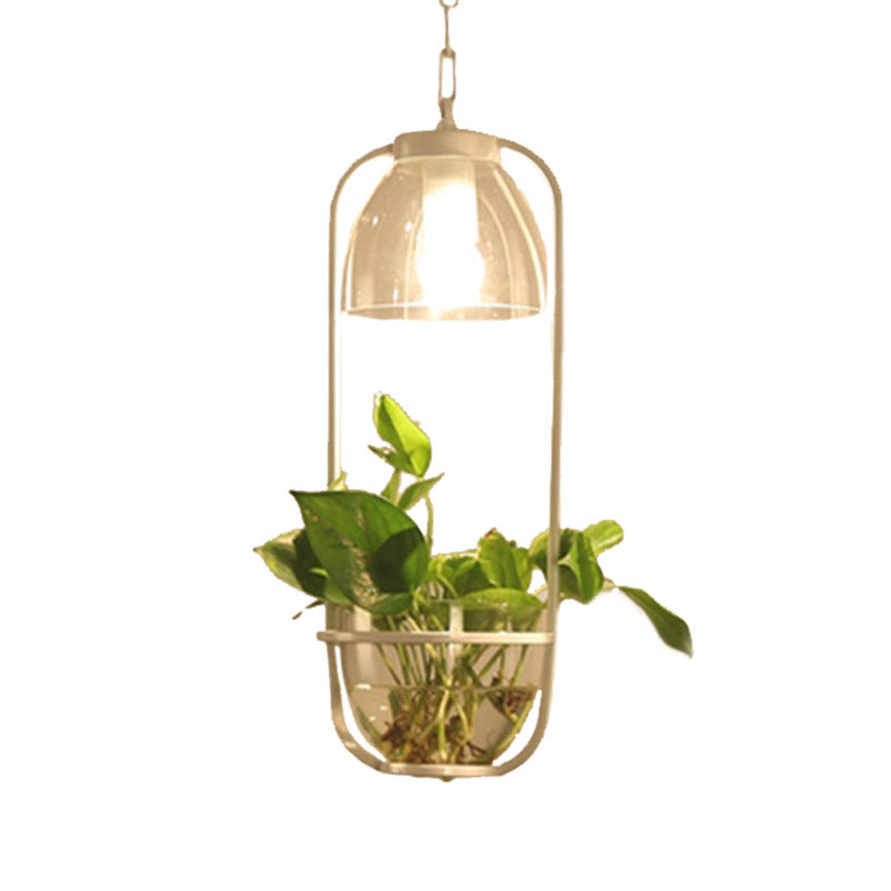 Vintage Rectangle Pendant Ceiling Light: Metal LED Suspension Lamp (1 Bulb) in Black/White/Gold for Restaurants