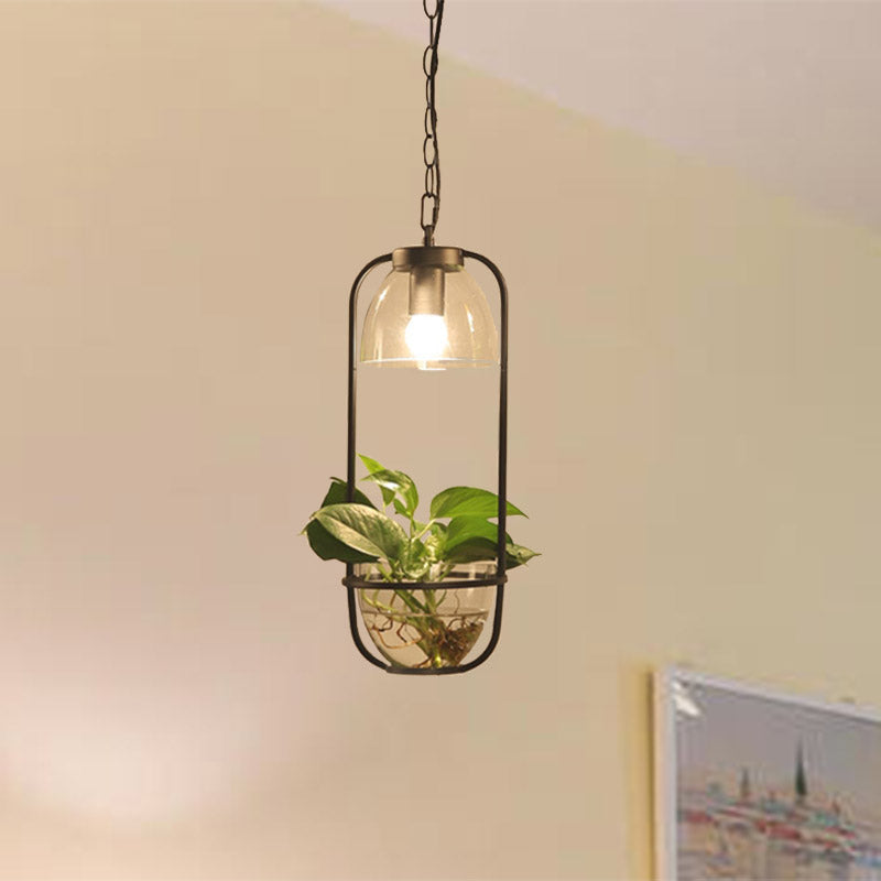 Vintage Rectangle Pendant Ceiling Light: Metal LED Suspension Lamp (1 Bulb) in Black/White/Gold for Restaurants