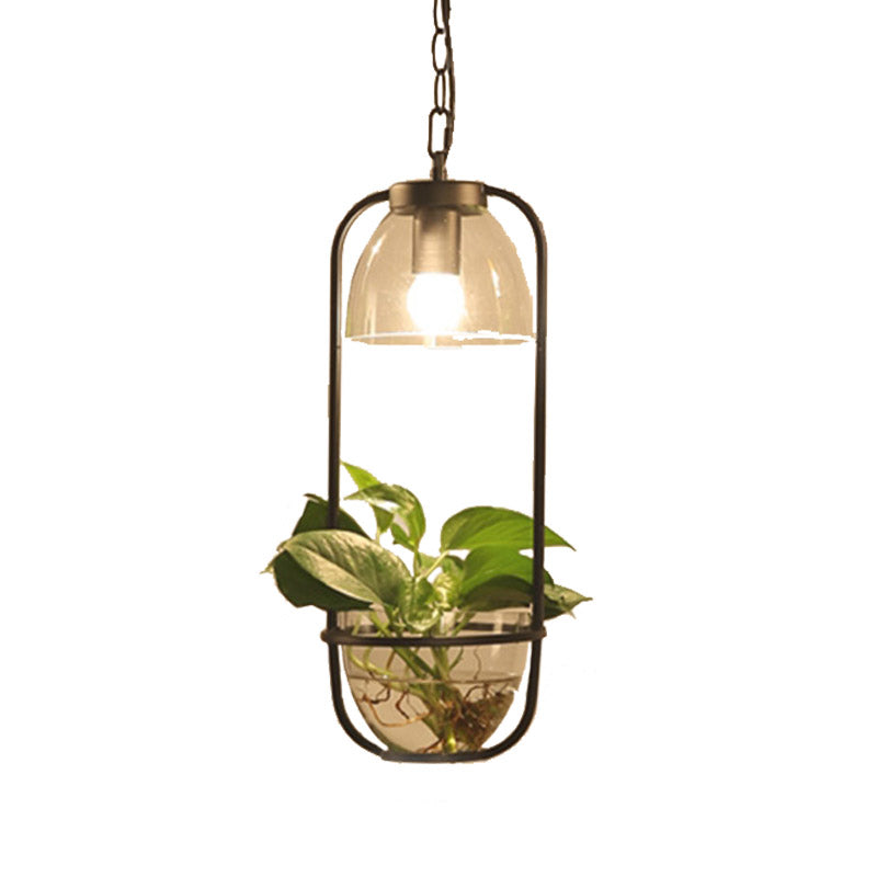 Vintage Rectangle Pendant Ceiling Light: Metal LED Suspension Lamp (1 Bulb) in Black/White/Gold for Restaurants