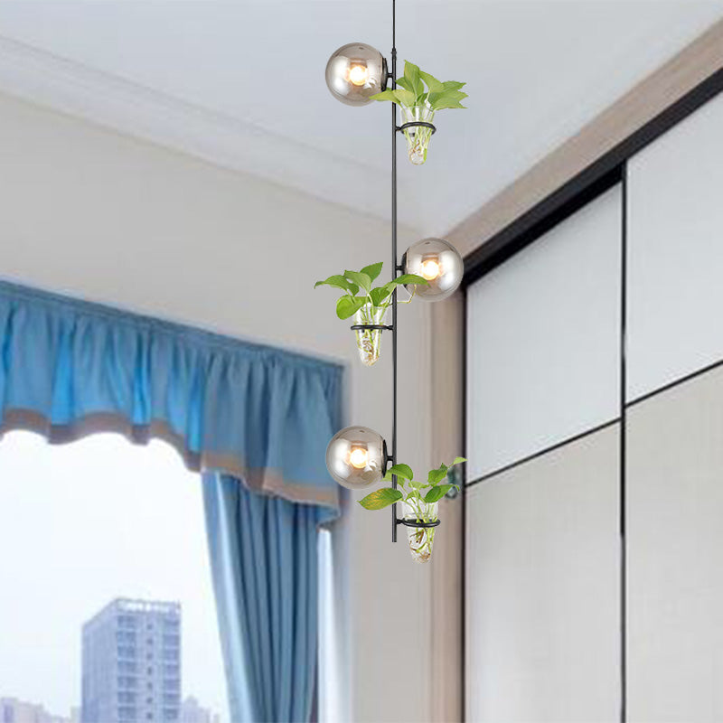 Modern Metal Cluster Pendant Light With Led Black/Gold Finish And Glass Shade 3 Heads Antique Design