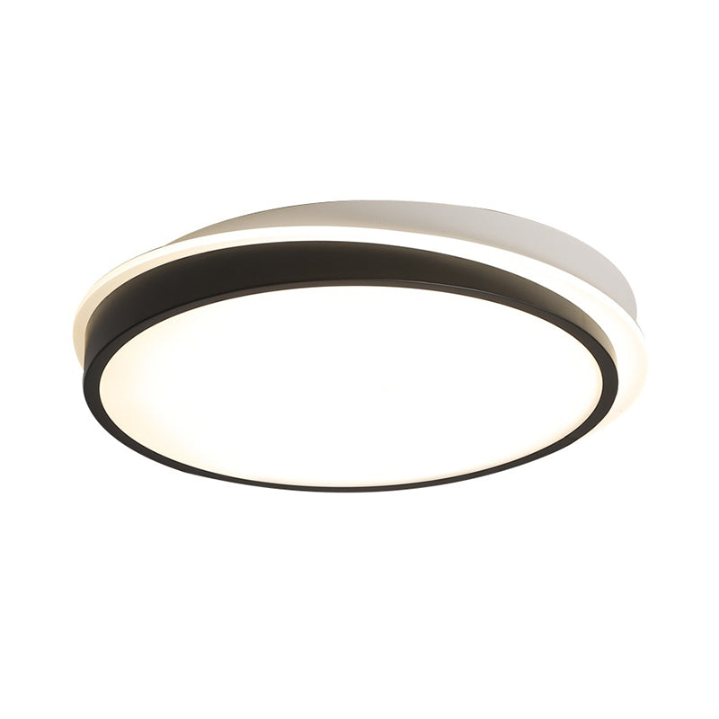 18"/23.5" Dia Black LED Flush Mount Ceiling Light - Simple Metal Design with Acrylic Diffuser - Warm/White Lighting for Study Room
