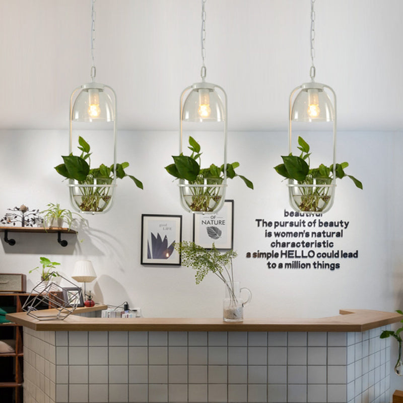 Suspension industrielle en métal avec forme rectangulaire noire/blanche groupée et plusieurs têtes pour restaurants