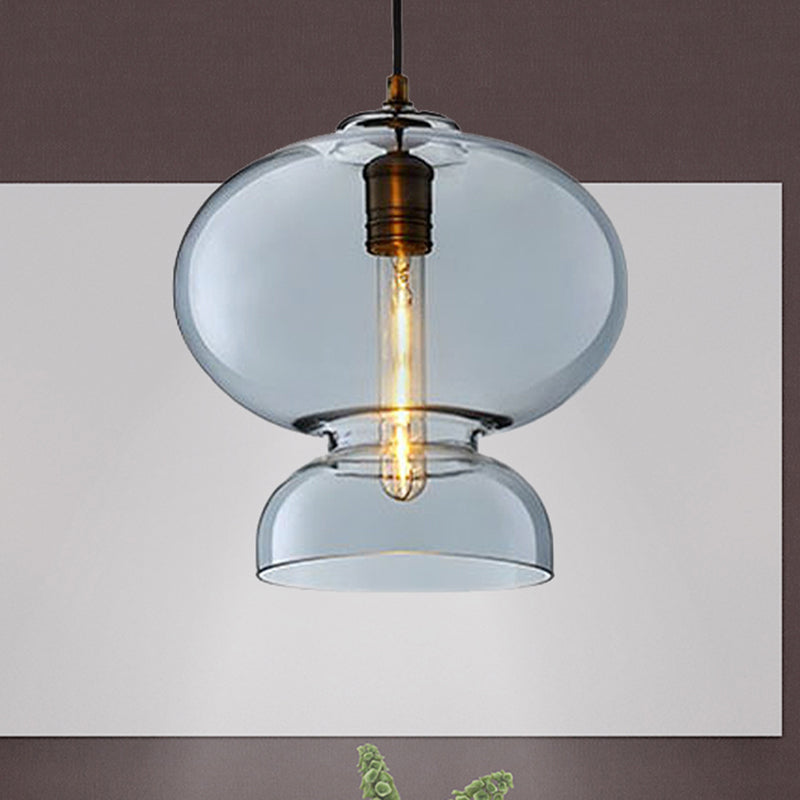 Ceiling Pendant Light Fixture Contemporary Curved Blue/Cognac Glass 1 Bulb 10/11 Wide Blue / 11