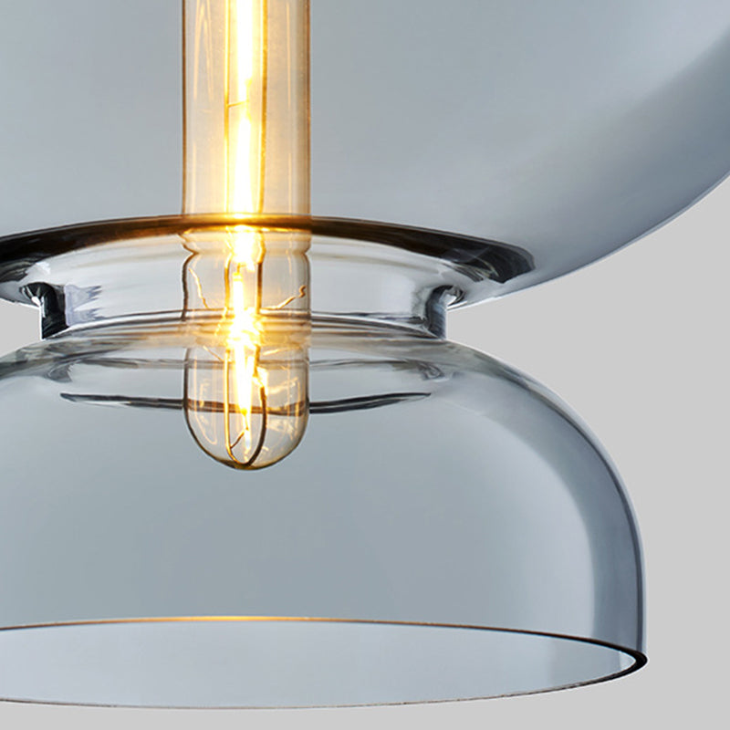 Ceiling Pendant Light Fixture Contemporary Curved Blue/Cognac Glass 1 Bulb 10/11 Wide