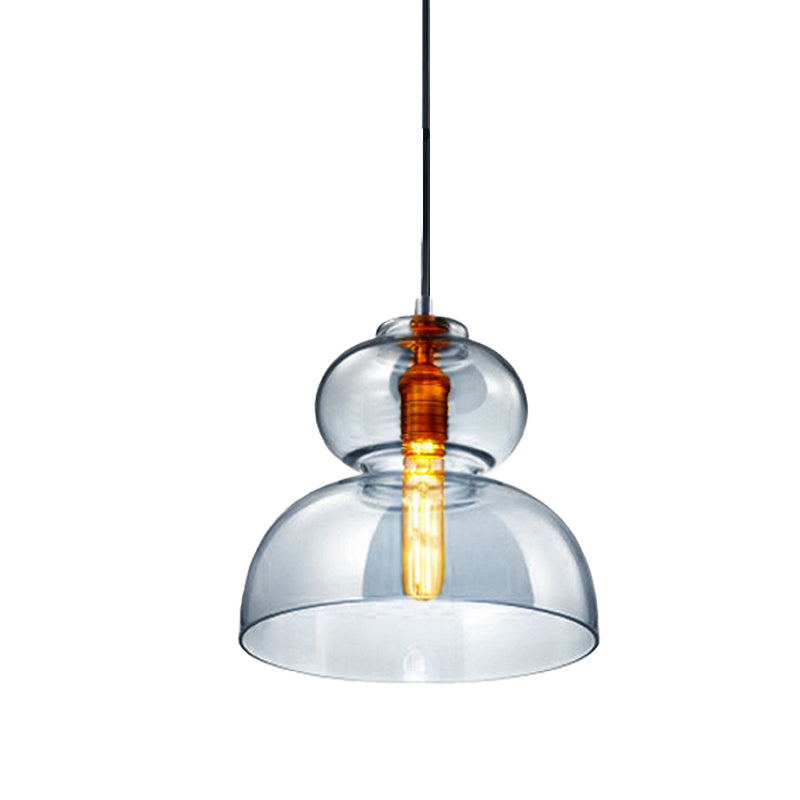 Ceiling Pendant Light Fixture Contemporary Curved Blue/Cognac Glass 1 Bulb 10/11 Wide