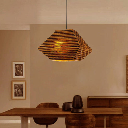 Suspension en nid d'abeille - Lampe de bar vintage en carton recyclé avec 1 tête