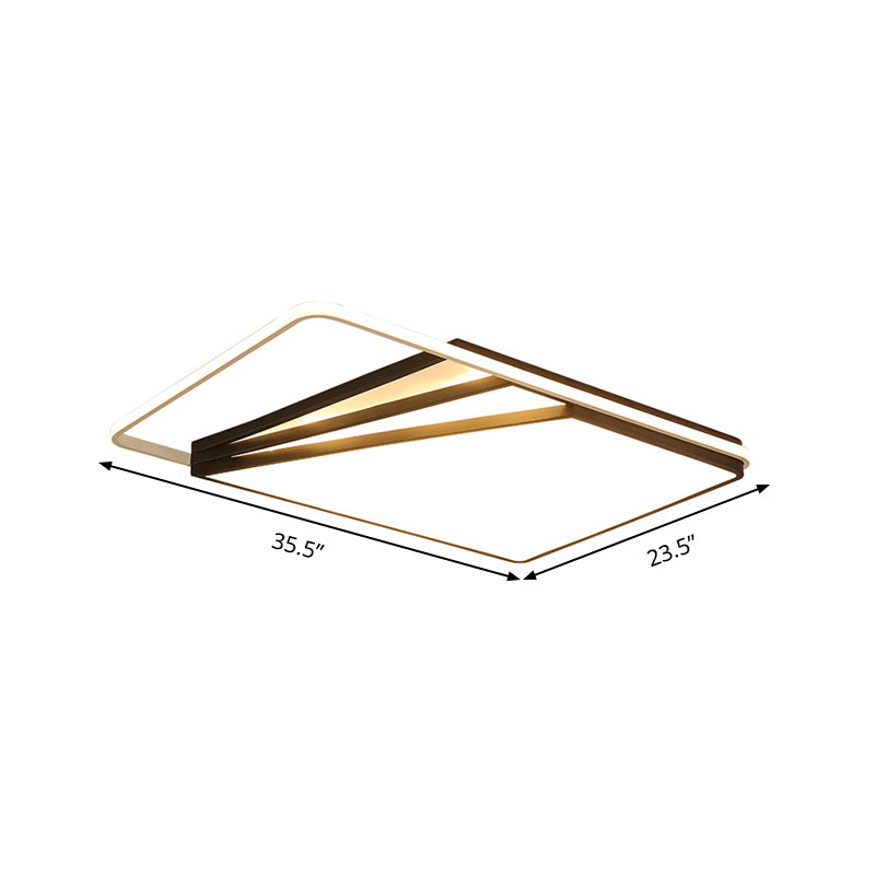Modern Multi-Layer Flush Mount Ceiling Light - Metal LED, Wide 18"/23.5"/35.5", Black, Bedroom