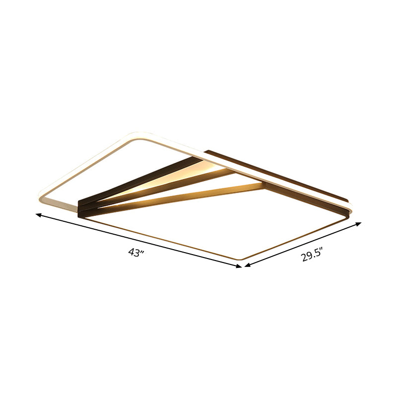 Modern Multi-Layer Flush Mount Ceiling Light - Metal LED, Wide 18"/23.5"/35.5", Black, Bedroom
