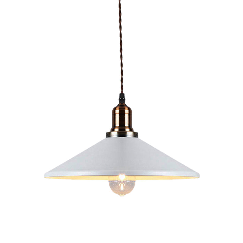 Stylish Cone/Saucer/Dome Shade Pendant Light for Restaurants - White Metal Hanging Pendant