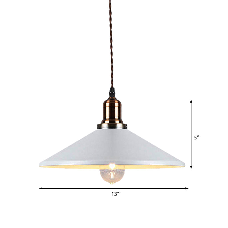 Stylish Cone/Saucer/Dome Shade Pendant Light for Restaurants - White Metal Hanging Pendant