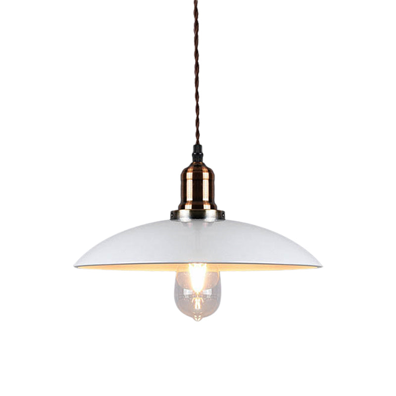 Stylish Cone/Saucer/Dome Shade Pendant Light for Restaurants - White Metal Hanging Pendant