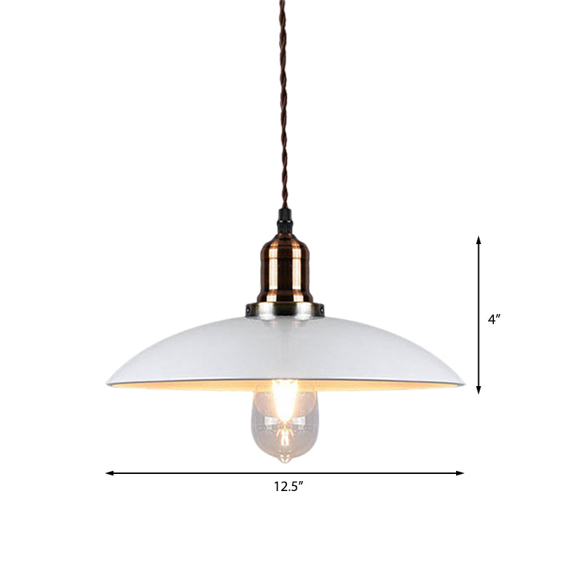 Stylish Cone/Saucer/Dome Shade Pendant Light for Restaurants - White Metal Hanging Pendant
