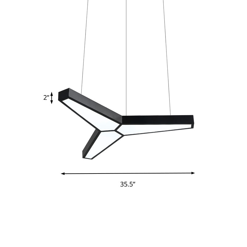 Modern Metal Y Shape Hanging Lamp With 3 Led Lights And White Acrylic Diffuser For Ceiling -
