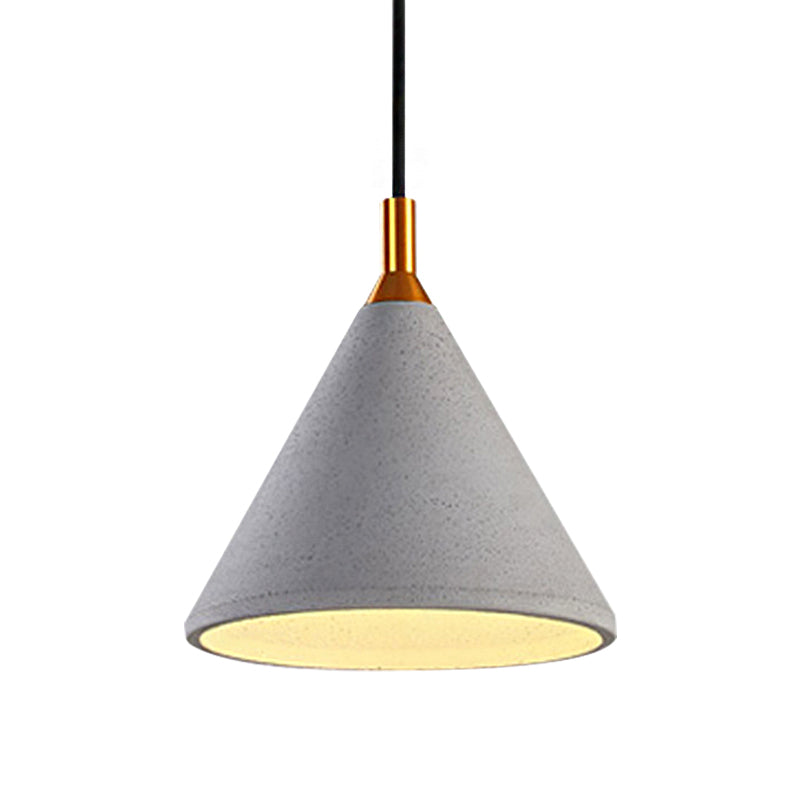 Vintage Style Gray Conical Ceiling Pendant: 1-Light Cement Fixture for Coffee Shops