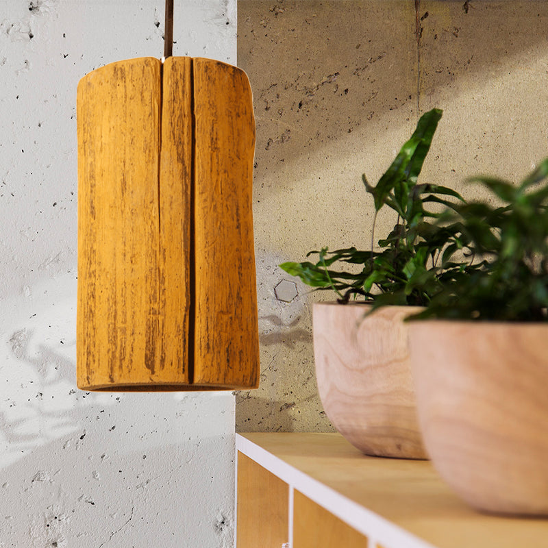 Retro Yellow Cement Tube Pendant Light For Coffee Shop Ceiling
