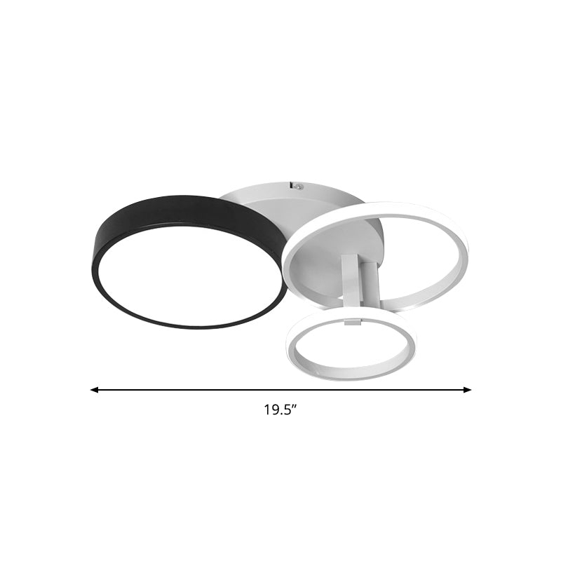 Modern Black Acrylic Ceiling Mounted Light for Living Room - Circular, Close to Ceiling Design with 3/5 Lights