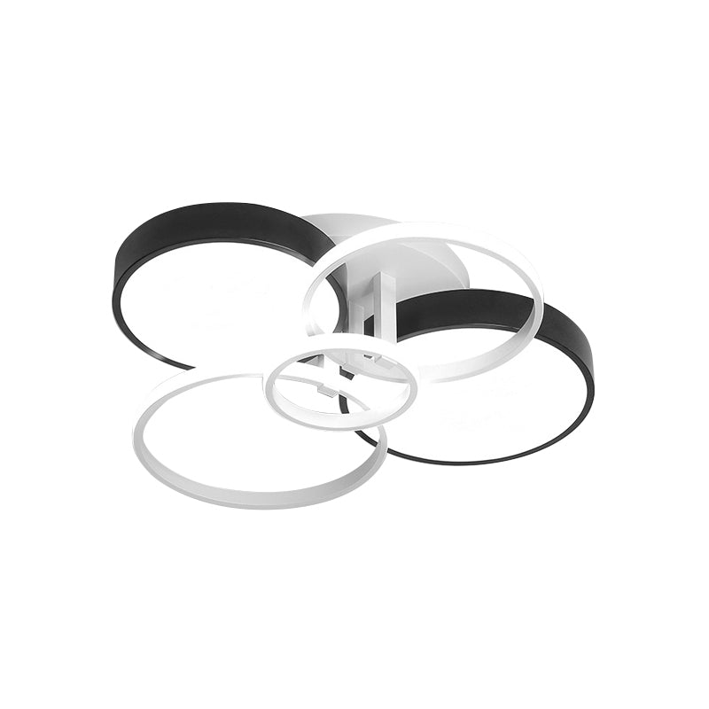 Modern Black Acrylic Ceiling Mounted Light for Living Room - Circular, Close to Ceiling Design with 3/5 Lights