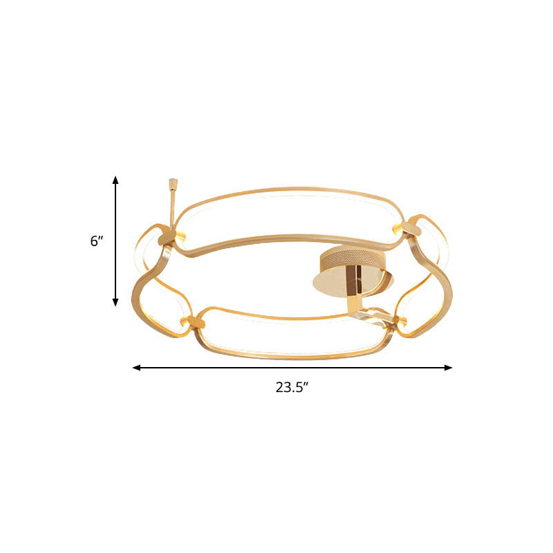 Contemporary Led Gold Flush Ceiling Light: 18/23.5/31.5 Wide Acrylic Fixture In Warm/White/Natural