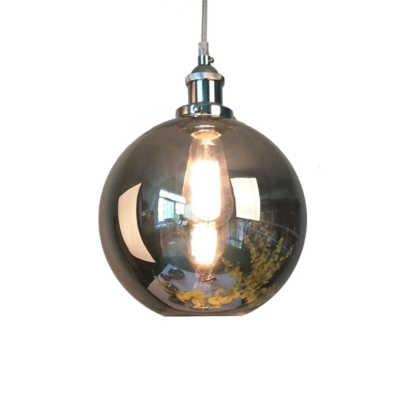 Mirrored Glass Pendant Ceiling Light In Chrome - Vintage Globe/Bowl/Dome Design