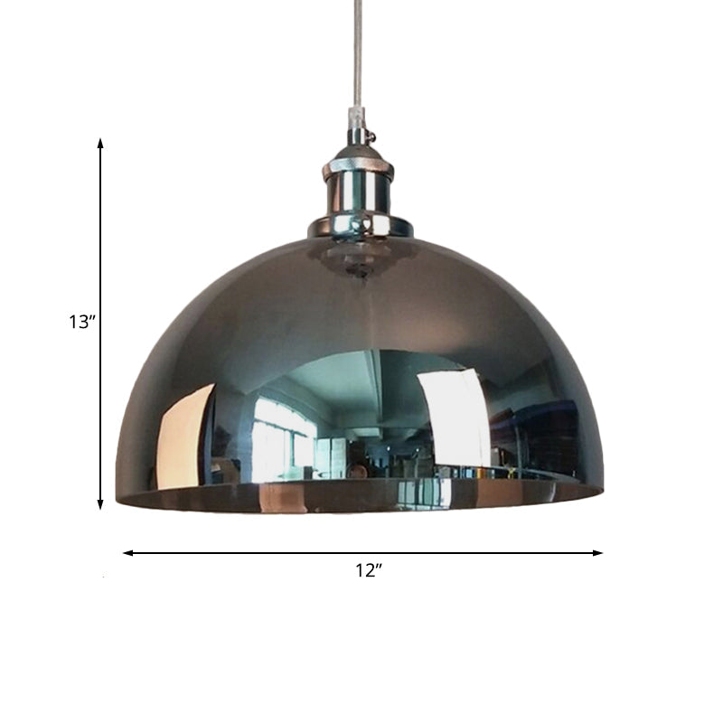 Mirrored Glass Pendant Ceiling Light In Chrome - Vintage Globe/Bowl/Dome Design