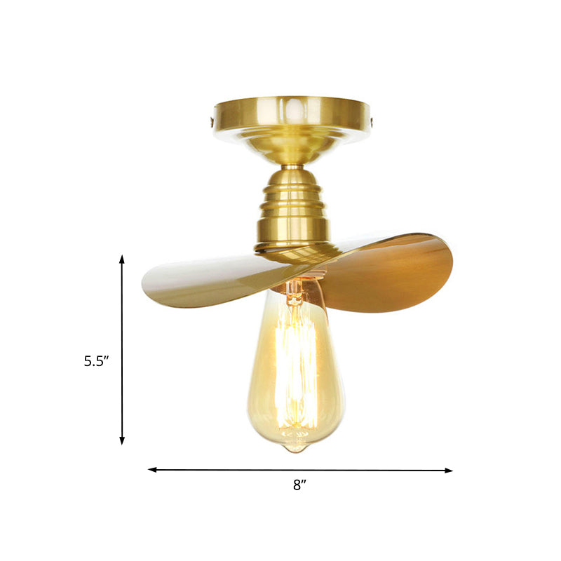 Vintage Waveforms/Scalloped Shade Semi Flush Ceiling Light - Brass Finish, 8"/9.5" W, Metal Fixture