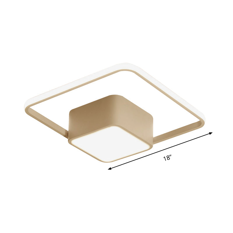 Modern LED Acrylic Ceiling Light - Square and Block Design - 18"/21.5"/25.5" Wide - Flush Mount - Warm/White/Natural Light