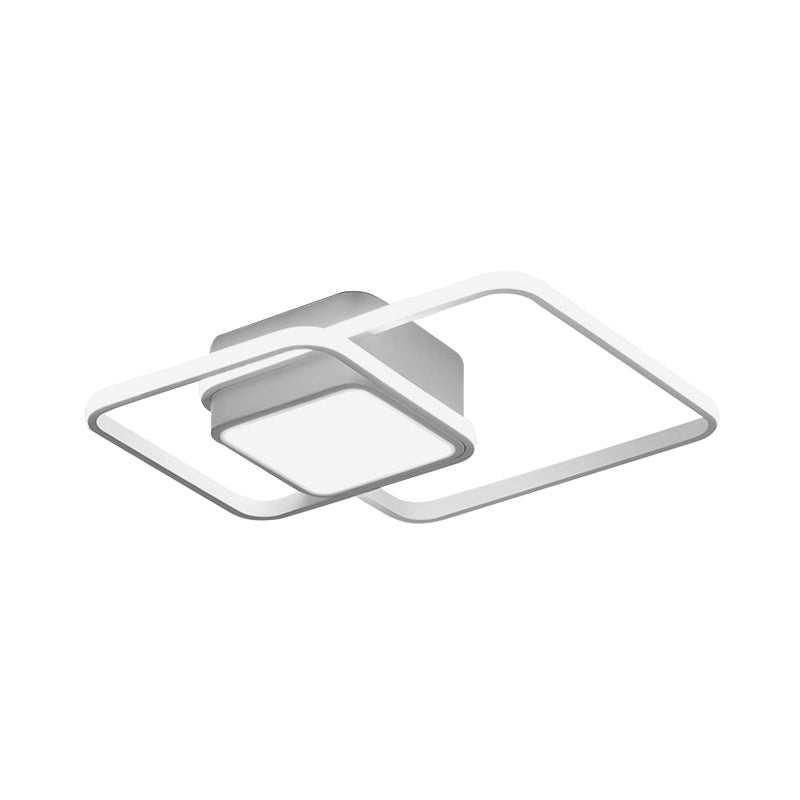 Modern LED Acrylic Ceiling Light - Square and Block Design - 18"/21.5"/25.5" Wide - Flush Mount - Warm/White/Natural Light