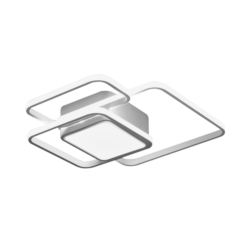 Modern LED Acrylic Ceiling Light - Square and Block Design - 18"/21.5"/25.5" Wide - Flush Mount - Warm/White/Natural Light