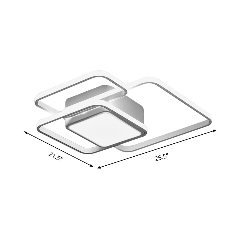 Modern LED Acrylic Ceiling Light - Square and Block Design - 18"/21.5"/25.5" Wide - Flush Mount - Warm/White/Natural Light