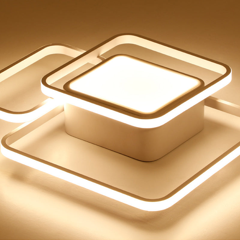 Modern LED Acrylic Ceiling Light - Square and Block Design - 18"/21.5"/25.5" Wide - Flush Mount - Warm/White/Natural Light