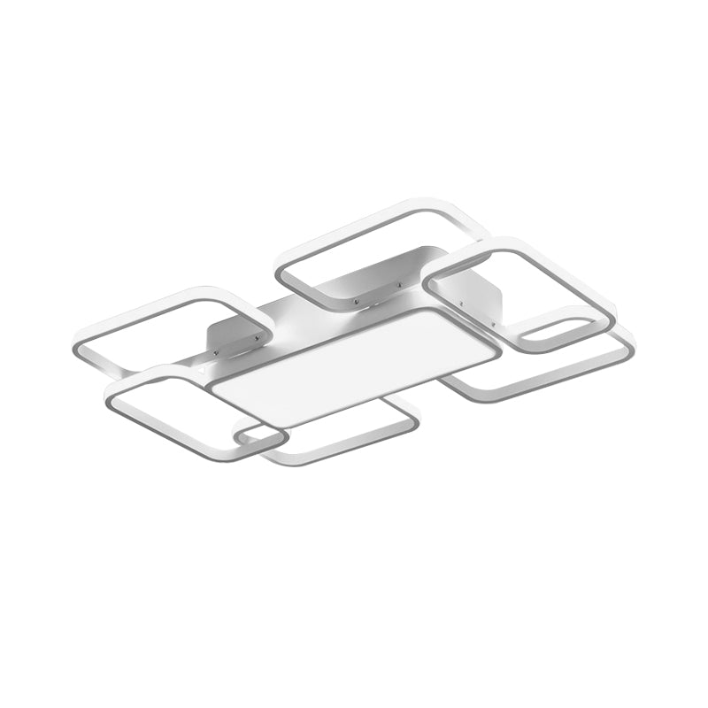 Modern LED Acrylic Ceiling Light - Square and Block Design - 18"/21.5"/25.5" Wide - Flush Mount - Warm/White/Natural Light