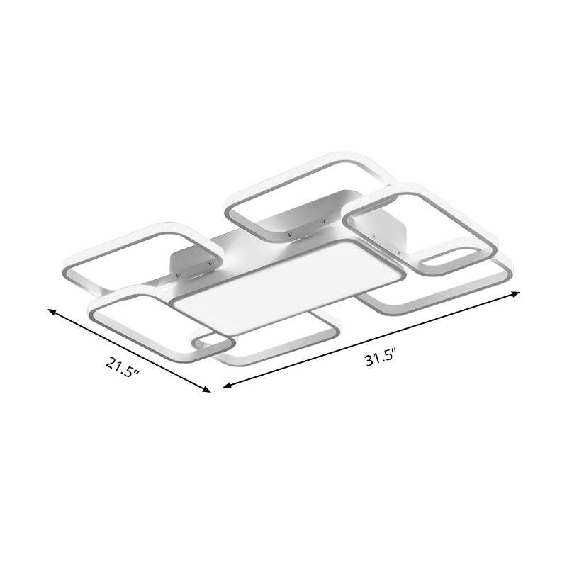 Modern LED Acrylic Ceiling Light - Square and Block Design - 18"/21.5"/25.5" Wide - Flush Mount - Warm/White/Natural Light