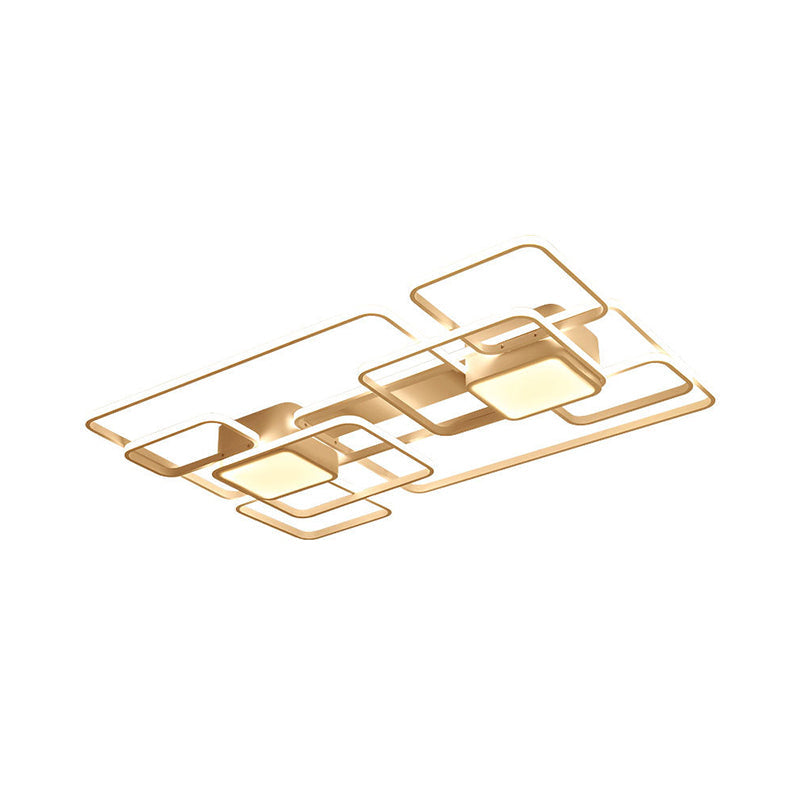 Modern LED Acrylic Ceiling Light - Square and Block Design - 18"/21.5"/25.5" Wide - Flush Mount - Warm/White/Natural Light