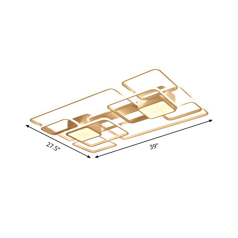 Modern LED Acrylic Ceiling Light - Square and Block Design - 18"/21.5"/25.5" Wide - Flush Mount - Warm/White/Natural Light