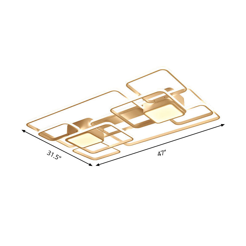 Modern LED Acrylic Ceiling Light - Square and Block Design - 18"/21.5"/25.5" Wide - Flush Mount - Warm/White/Natural Light
