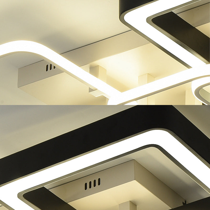 Modern Black and White Semi Flush Mount Ceiling Light with Acrylic Shade, 3/4 Lights - Ideal for Living Room