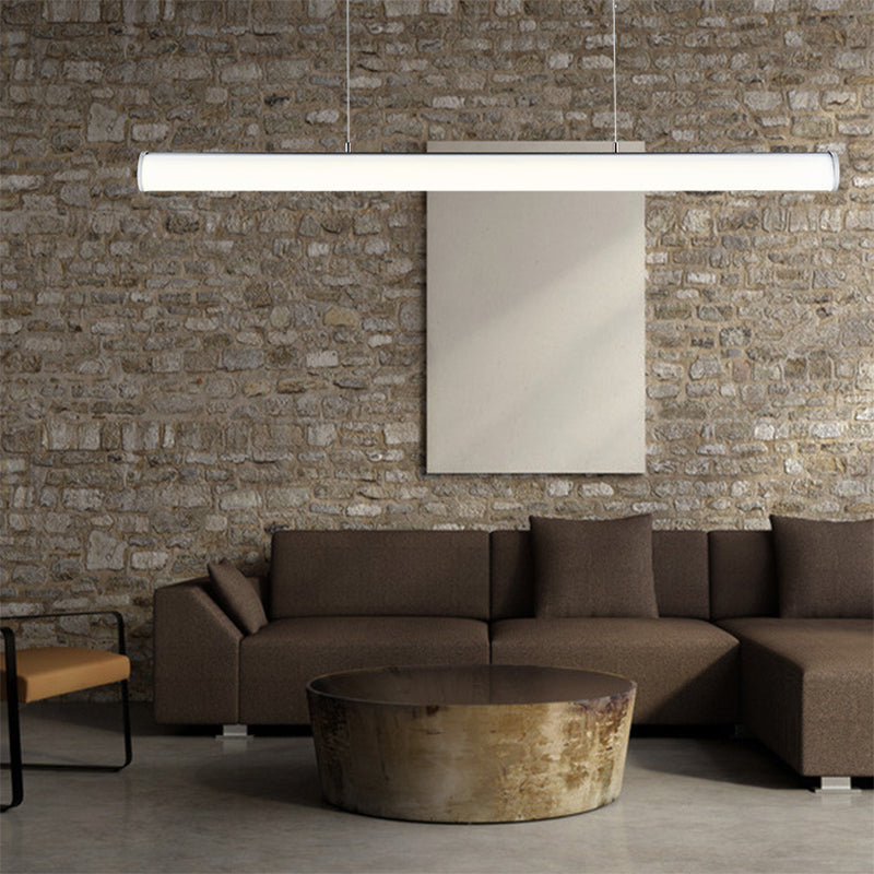 Modern LED Silver Tube Suspension Lamp: Hangable Metal Ceiling Pendant Light (White/Warm/Natural)