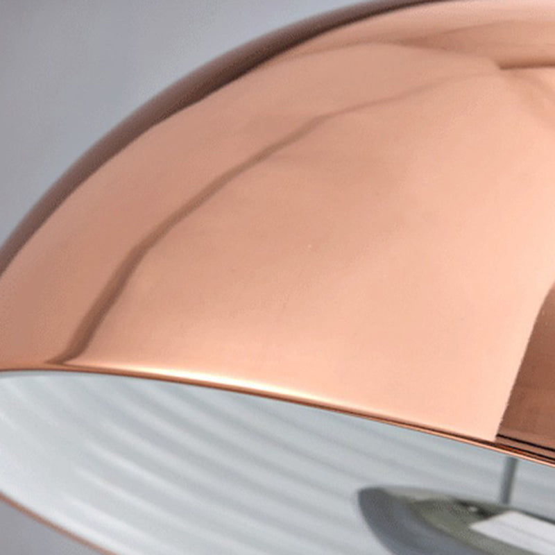 Nordic Dome Hanging Metal Pendant Light Fixture for Dining Room - 1/2/3 Heads, White/Black/Rose Gold - 12"/16"/19.5" Wide