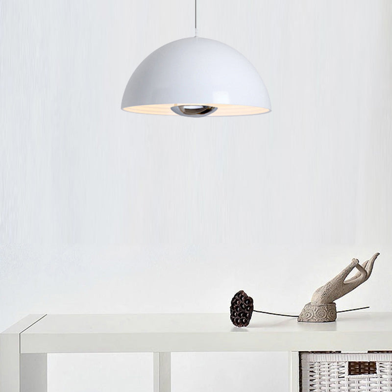 Nordic Dome Hanging Metal Pendant Light Fixture for Dining Room - 1/2/3 Heads, White/Black/Rose Gold - 12"/16"/19.5" Wide