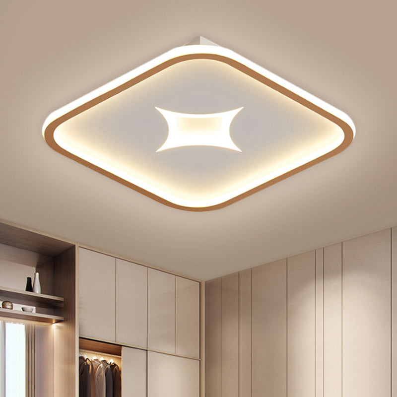 Modern Metallic LED Flush Ceiling Light in Black/Gold - Round/Rectangle, White Light - Available in 3 Sizes